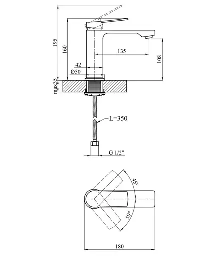 Смеситель для раковины Kroner KRP Makon - C010 (CV033869) - фото 7