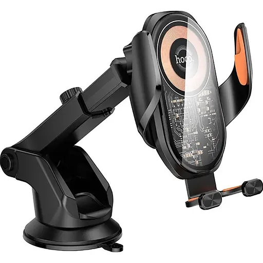Автодержатель с беспроводной зарядкой Hoco HW34 Blue Whale Black [151334] - фото 3