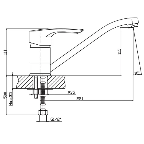 Змішувач для кухні Haiba HANSBERG 004 HB0184 - фото 2