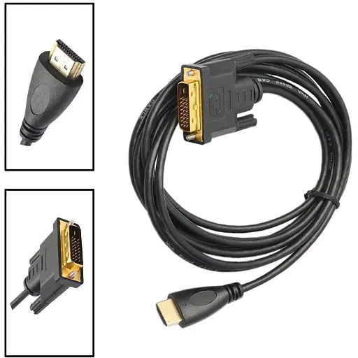 Шнур HDMI-DVI 8 мм gold в блистере 10 м черный