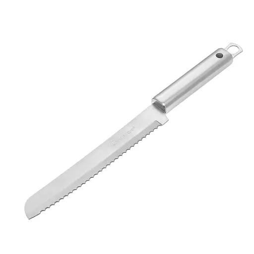 Нож зубчатый кухонный для нарезки хлеба с длинной пилой из нержавеющей стали 33.5 см, Kitchen Master Серебристый 87184 - фото 1