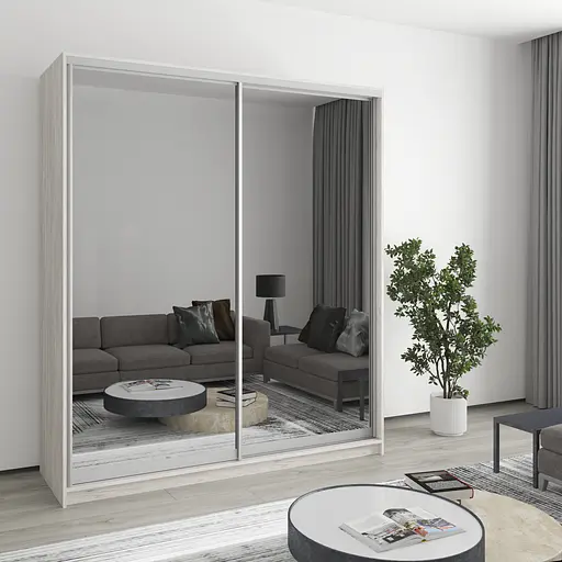 Шафа-купе дводверна MebelStar Комбо AL 2 Дзеркала 180x45x210 см Аляска сірий (MBS-2793)