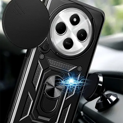 Чехол Ummi Camshield Serge Ring для Xiaomi Redmi 14C/A4/Poco C75/M7 5G Черный - фото 4