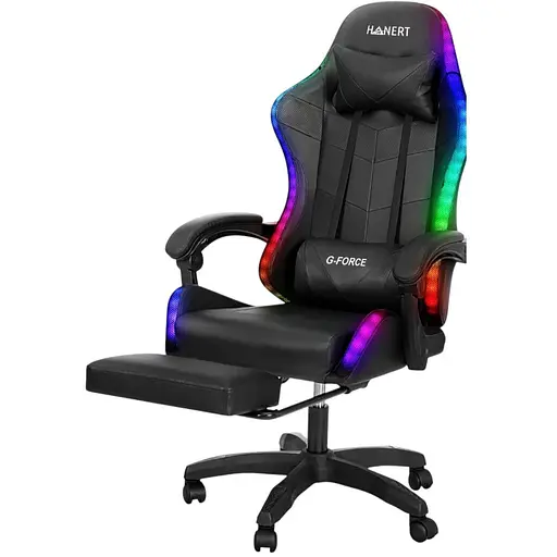 Крісло геймерське Hanert G-Force + RGB з підсвічуванням Black