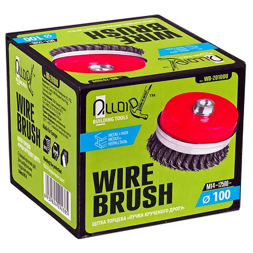Щітка торцева Alloid Building Tools з крученого дроту посилена 100 мм (WB-20100U) - фото 3