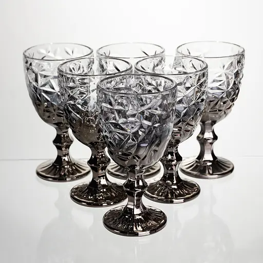 Набор бокалов для вина 6 штук 240 мл винные бокалы на ножке стеклянные фужеры для подарочного вина Серый Yiwu HP-19-182 - фото 1