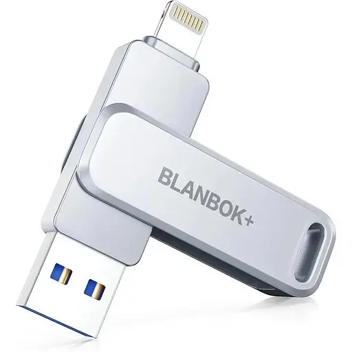 Флеш-накопичувач 3-в-1 MFi для iPhone / iPad / Android / ПК Lightning + USB + Type-C, 128 ГБ, металевий корпус
