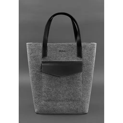 Фетрова жіноча сумка Шоппер D.D. з шкіряними чорними вставками - фото 1