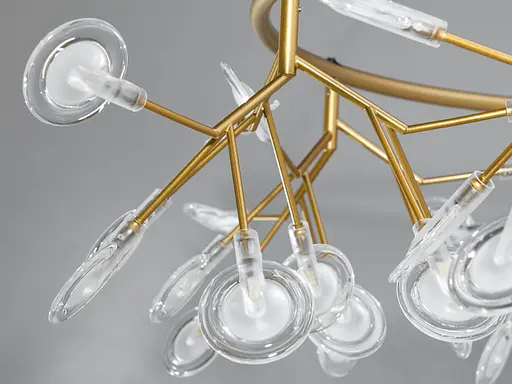 Чарівна люстра підвісна "Світлячок", 54 плафони, золото сатин - фото 4