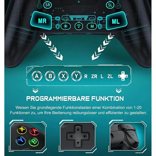 Переключатель беспроводного контроллера ALEEMTRY Pro Controller с функцией RGB Light/Programmable/Ake - фото 5