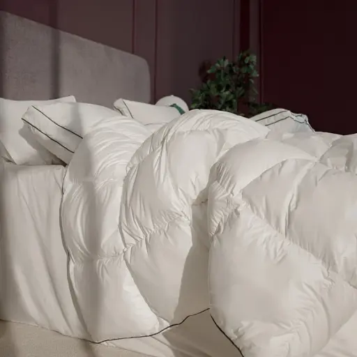 Одеяло пуховое MirSon Imperial Delight, зимнее, 240х220 см, белое с зеленым кантом - фото 4