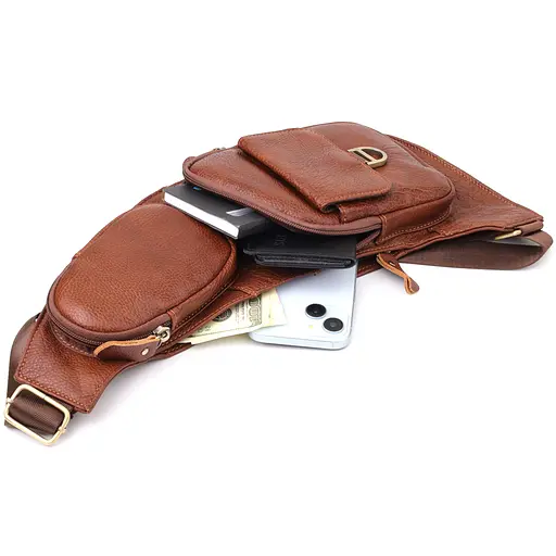 Чоловіча сумка через плече із зернистої натуральної шкіри Vintage 15х35х3 см sum0027488 - фото 8