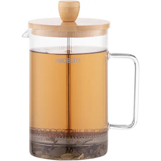 Френч-пресс Ardesto Midori 800 мл боросиликатное стекло нержавеющая сталь бамбук прозрачный