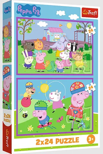 Набор Пазлы - (2 x 24 элм.) - "Веселый поросенок"/Trefl - фото 1