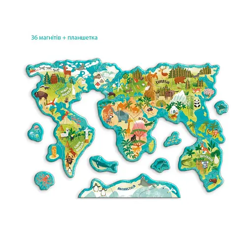 Детская магнитная карта мира животных DoDo Toys 200267, 36 элементов - фото 3