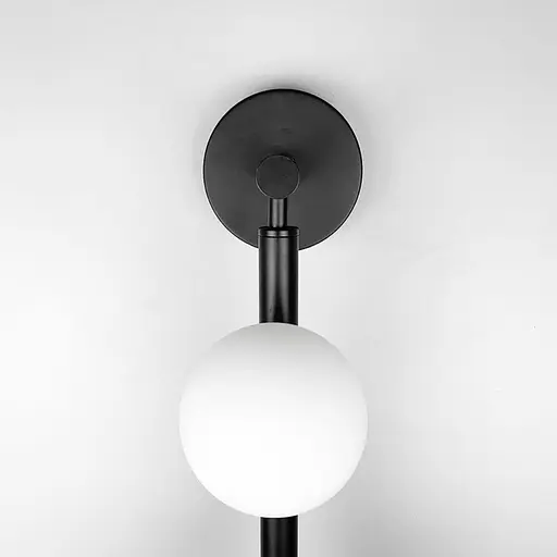 Настінний чорний світильник з 3 білими плафонами Арт. NO 2/3 BK Line F - фото 3