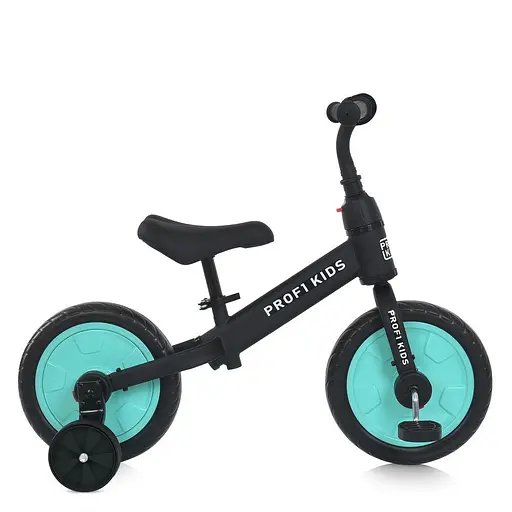 Детский беговел-велосипед MBB 1012-1 Profi Kids 12" EVA-колеса эксцентрик черно-голубой - фото 5