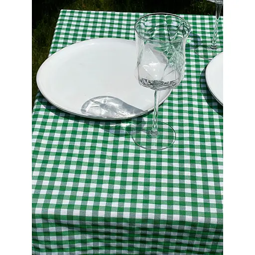Скатертина в клітинку для столу Зефір 150х110 см Зелена - фото 6