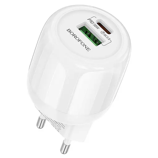 МЗП Borofone BA94A Lustrous PD30W+QC3.0 (1USB-A/1C) White