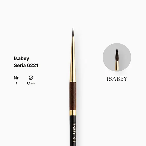 Кисть белка круглая натуральная Isabey 6221, №2, для акварели, короткая ручка - фото 2