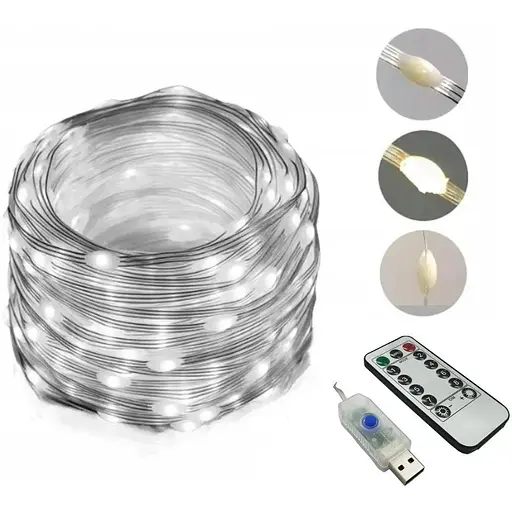 Улична светодиодная гирлянда Sun Lamp лента 200 LED USB с пультом ДУ большие капли 20 м белый 8 режимов