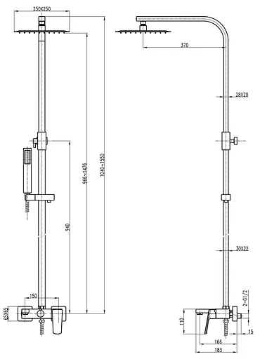 Душова система Topaz Lexi TL 21102-H57-00, Хром - фото 5