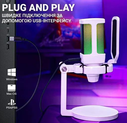 Микрофон конденсаторный Fifine FQ-6 RGB USB White - фото 7