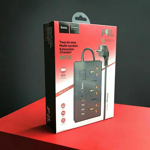 Мережевий подовжувач Hoco DC15 2-in-1 Multi-socket 3 розетки 5 портів - фото 2