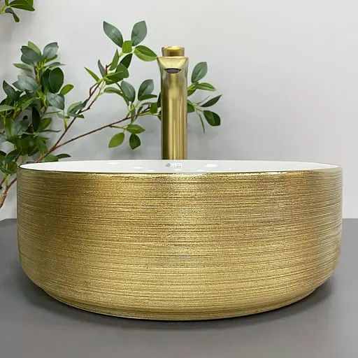 Умивальник VBI Prato gold white накладний VBI-011408, Золотий - фото 5