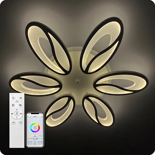 Люстра світлодіодна 517 Light 3color з пультом 130Вт Чорний (01923) - фото 1