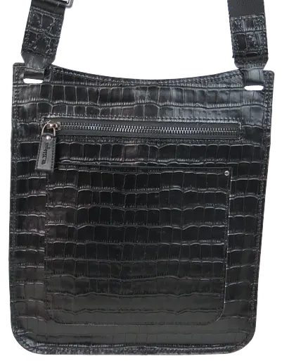 Мужская кожаная наплечная сумка под крокодила черная Mykhail Ikhtyar sum0028768 - фото 7