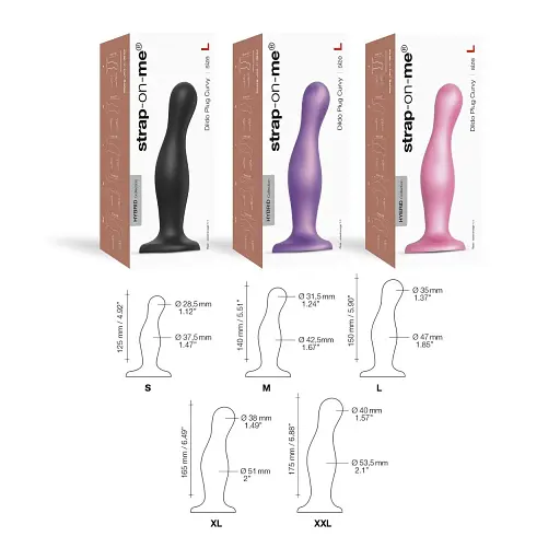 Насадка для страпону Strap-On-Me Dildo Plug Curvy Rose Dragee Metallic M - фото 5