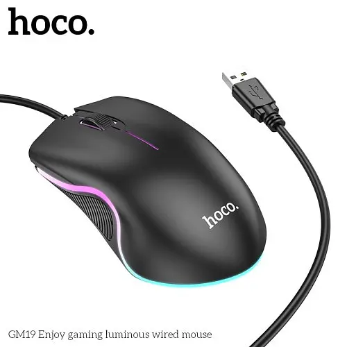 Комп'ютерна Миша HOCO GM19 Enjoy gaming luminous wiчервоний mouse Чорна - фото 3
