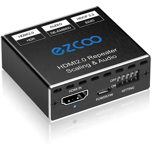 Разветвитель EZCOO HDMI 1x1, аудиоэкстрактор 4K 60H, повторитель HDMI 2.0