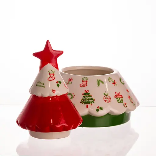 Цукерниця новорічна Yiwu порцелянова Ялинка Ø15 (см) ваза цукерниця CR-1-21 - фото 6