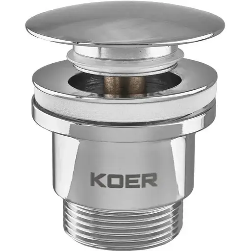 Донний клапан Koer PW-01-01 Click-Clack універсальний KR3400, Хром - фото 1