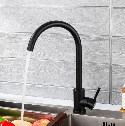 Смеситель для кухни Solone EZA4-D090YB однорычажный из нержавеющей стали Черный хром 30412 - фото 3