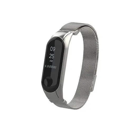 Ремінець для фітнес-браслета Boorui для Xiaomi Mi Band 3 і 4 міланська петля сріблястий - фото 2