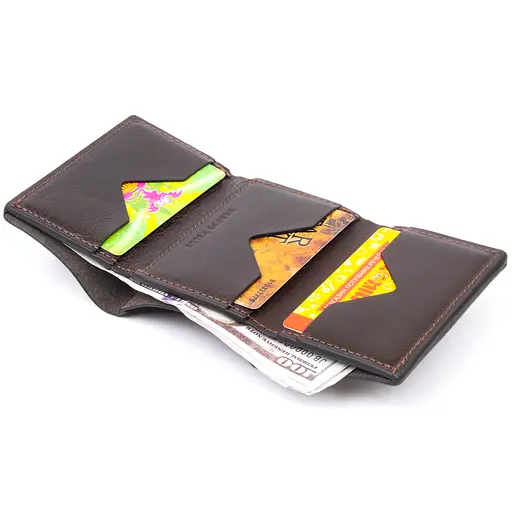 Мужской кожаный кошелек Grande Pelle 7.5х10х2.5 см acs0015039 - фото 4