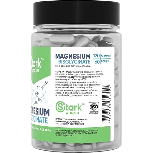 Харчова добавка Stark Pharm Magnesium Bis-Glycinate 120 таблеток - фото 2