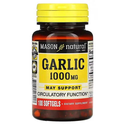 Олія часникова Mason Natural Garlic Oil 1000 мг 100 гелевих капсул