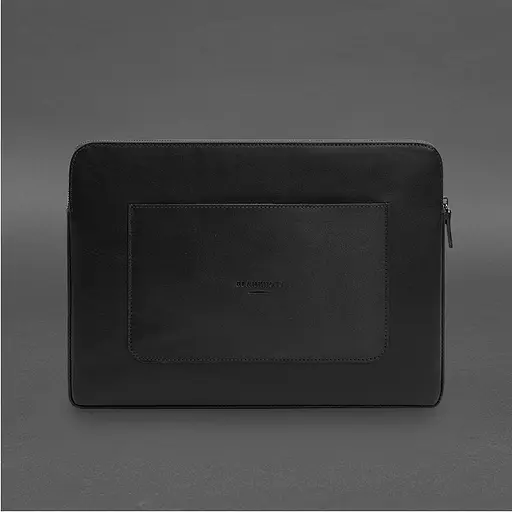 Кожаный чехол BlankNote для ноутбука на молнии с хлястиком и карманом Черный - фото 7