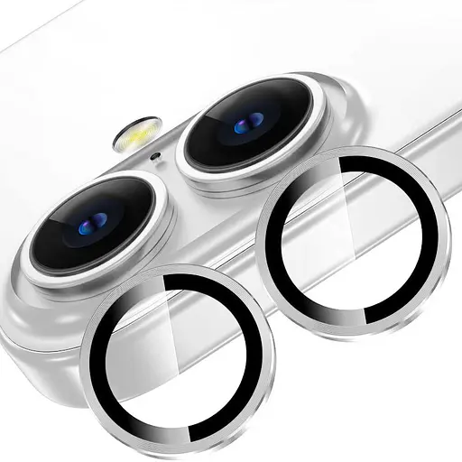 Защитное стекло Epik Metal Classic на камеру в упак. для Apple iPhone 16, 6.1/16 Plus 6.7 Серебряный/Silver - фото 3