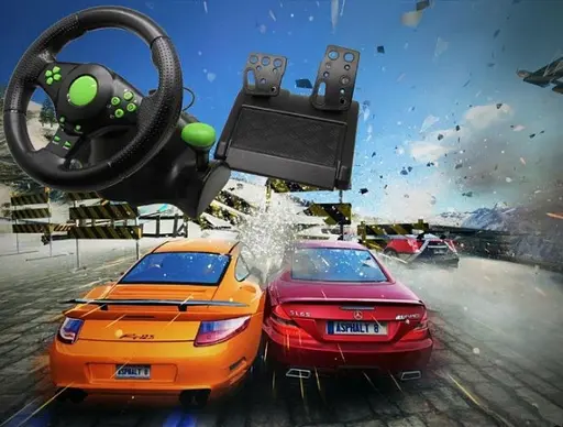 Гоночне кермо Vibration Steering Wheel PS2 PS3 pc USB мультимедійне 3 в 1 - фото 11