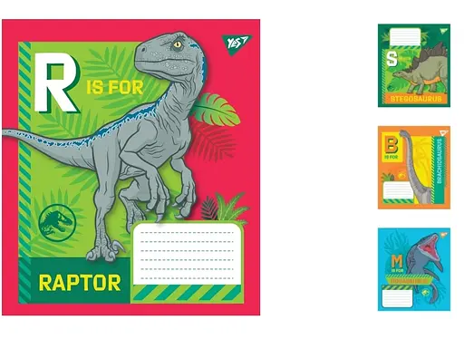 Зошити учнівські 12 аркушів клітинка. YES Jurassic World, 25 шт. в упаковці
