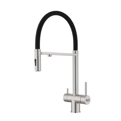 Cмеситель для кухни на две воды гибкий излив Nett GFS-56 Нержавеющая сталь - фото 1