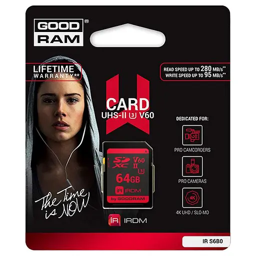 Карта памяти GoodRam Memory card Secure Digital 64Gb IRDM SDXC V60 UHS-II U3 Retail (IR-S6B0-0640R11) - фото 2