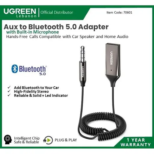 Адаптер Ugreen CM309 Bluetooth Car Receiver Блютуз ресивер с микрофоном для автомобиля - фото 7