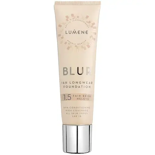 Тональная основа Lumene Blur 16H Longwear Foundation SPF15 тон 1.5 (Fair Beige) 30 мл - фото 1