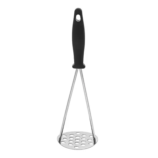 Товкачка картоплям'ялка для картоплі посилена з нержавіючої сталі з пластиковою ручкою 25 см, Kitchen Master Чорний 86227 - фото 1